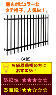 アルミ面格子 最もポピュラーなタテ格子。人気NO.1。お値段重視の方におすすめ！